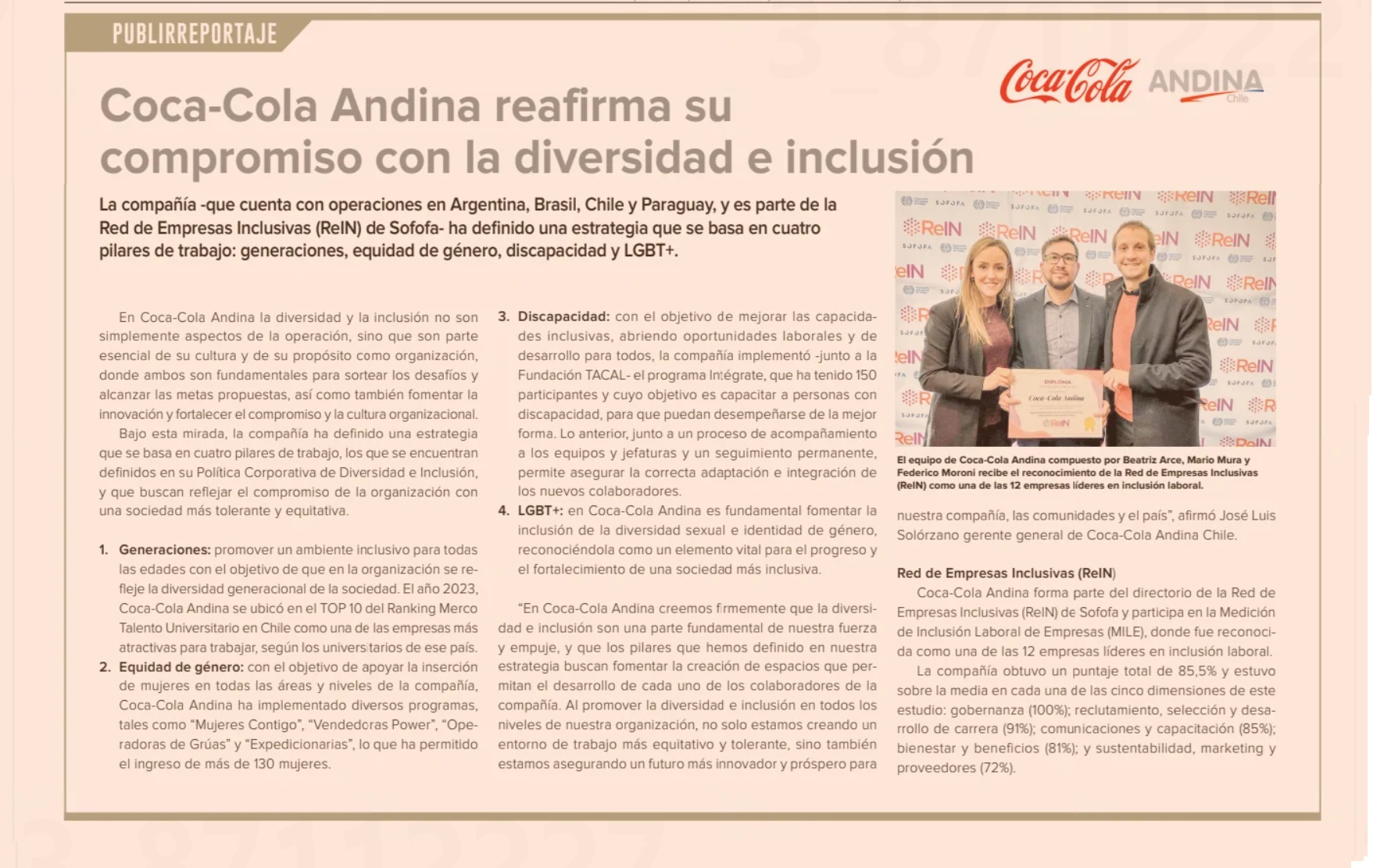 Coca-Cola Andina reafirma su compromiso con la diversidad e inclusión ...