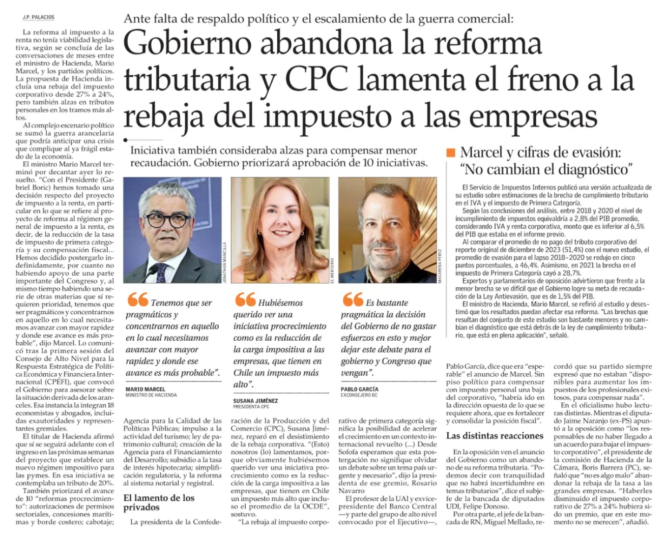 Gobierno abandona la reforma tributaria y CPC lamenta el freno a la ...